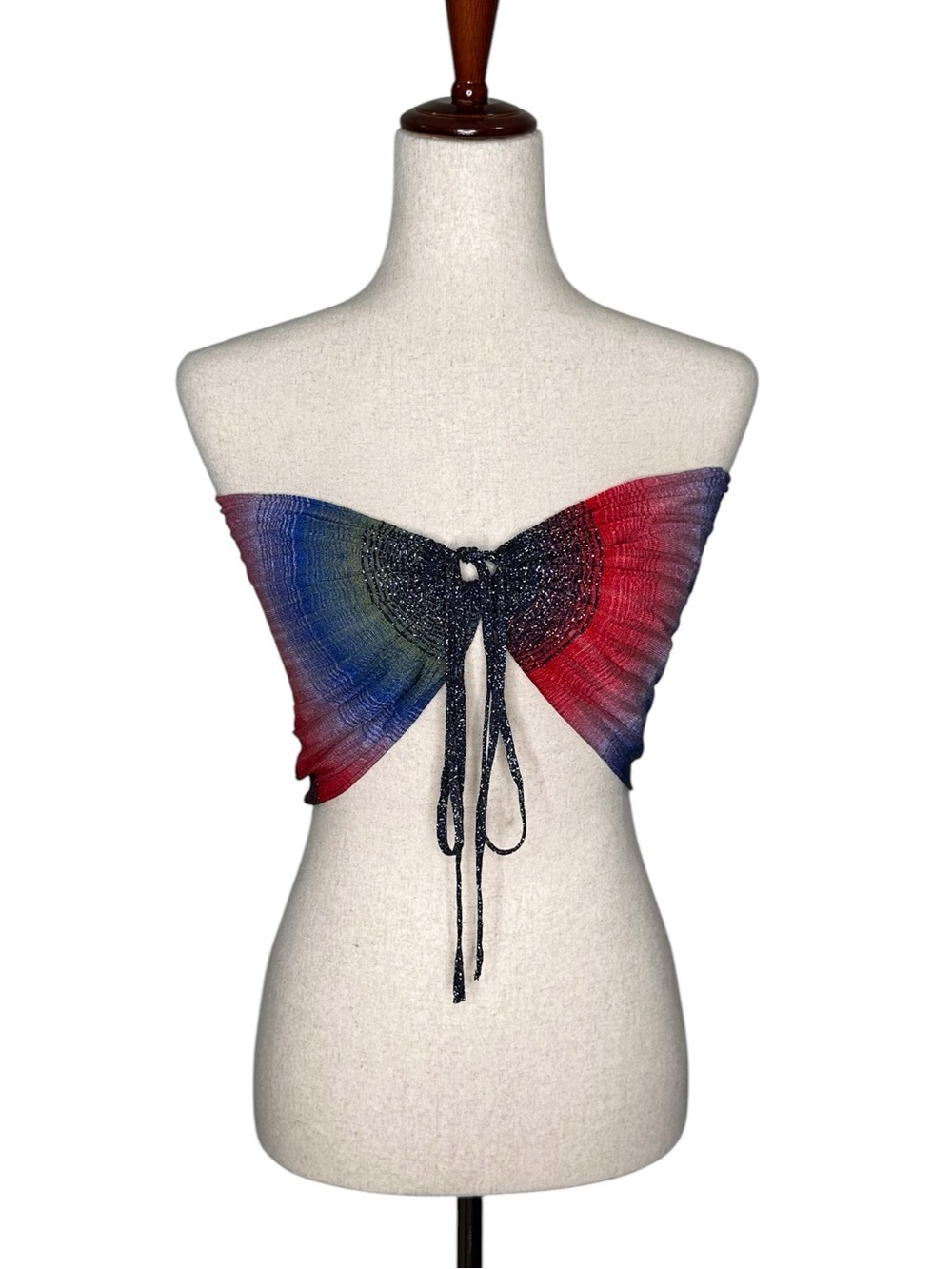 Zara Fairy style Rainbow Multicolor Metallic Bandeau Halter Top. Blogger. Rave. - Picture 3 of 13